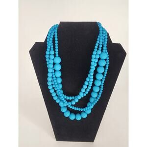 Aqua Blue Four Strand Necklace 9"
